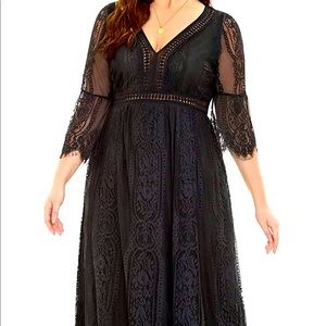 Long black lace dress